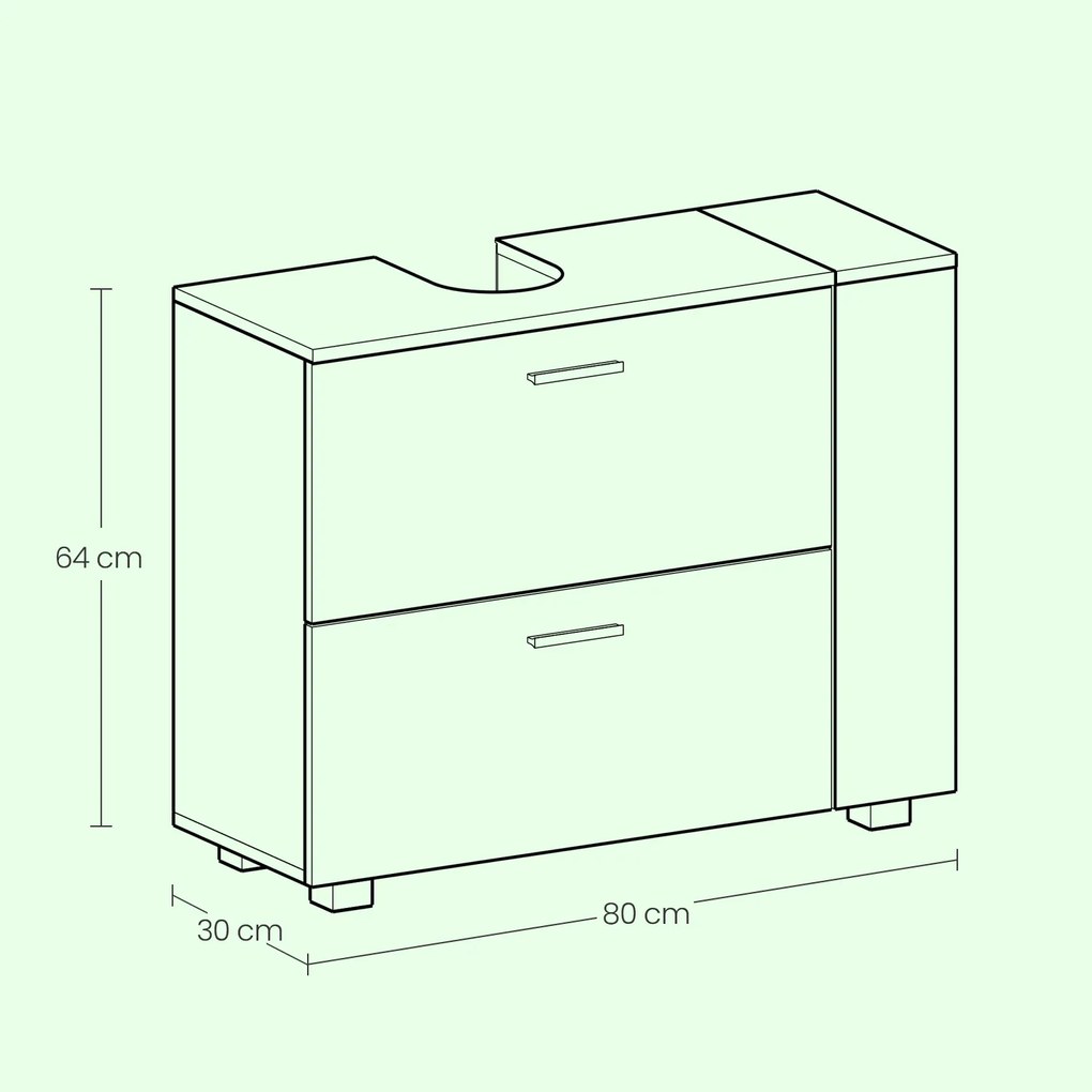 Armário casa de banho para lavatório (não incluido), compartimentos abertos 30 x 80 x 64 cm Branco 