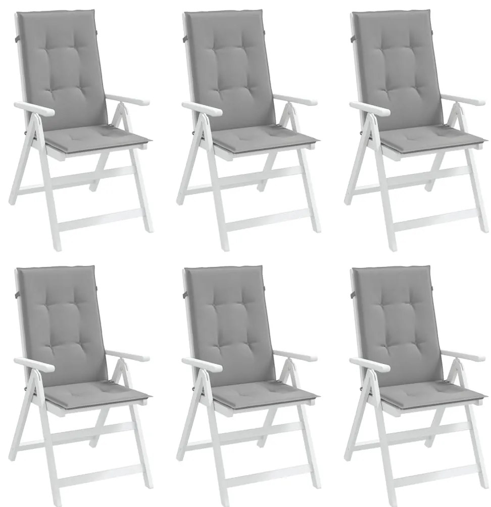 Almofadões para cadeiras altas de jardim 6 pcs tecido cinzento