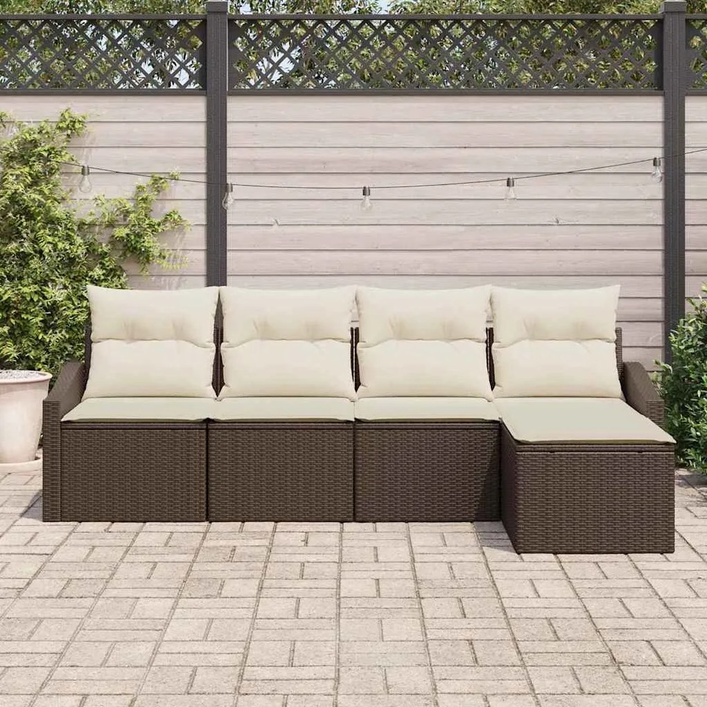 Conjunto de Jantar para Jardim com 5 Peças e Almofadas em Rattan e Pol