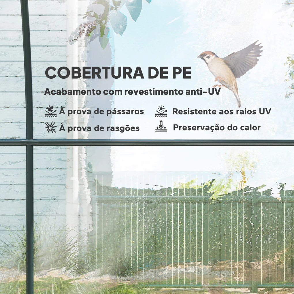 Estufa Tipo Túnel  3x2x2 m com Porta Enrolável 2 Janelas  Anti-UV para Cultivos Plantas Flores Transparente