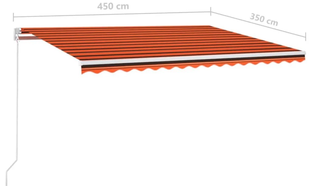 Toldo retrátil manual com LED 450x350 cm laranja e castanho