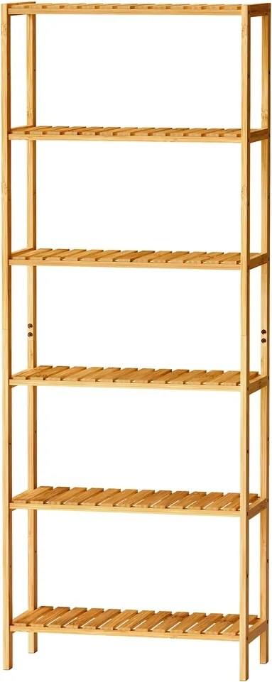 Estante casa banho em bambu com 6 prateleiras 26 x 60 x 160,9 cm Bege