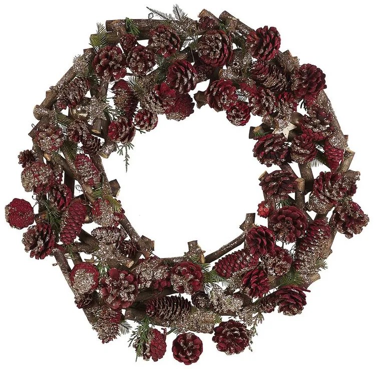 Grinalda decorativa castanha escura e vermelha ⌀ 50 cm FILPUS Beliani