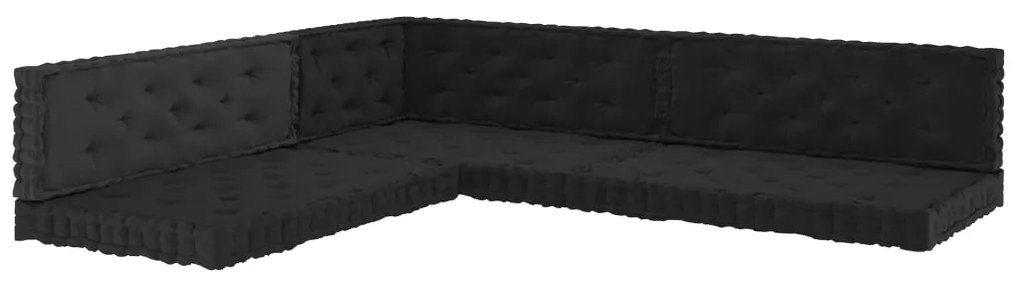 vidaXL Almofadões para sofá de paletes 7 pcs algodão preto