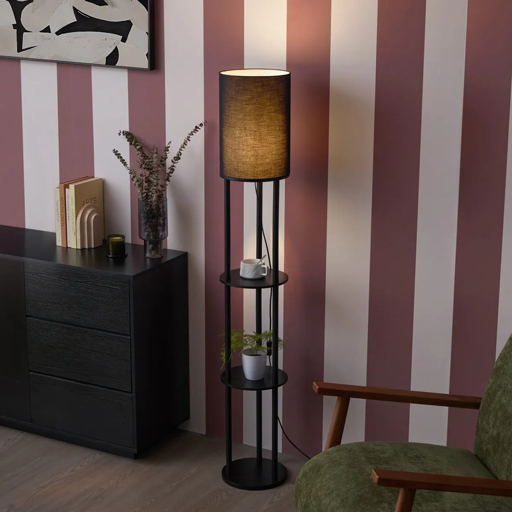 Candeeiro de pé inteligente preto com WiFi A60 - Stojon