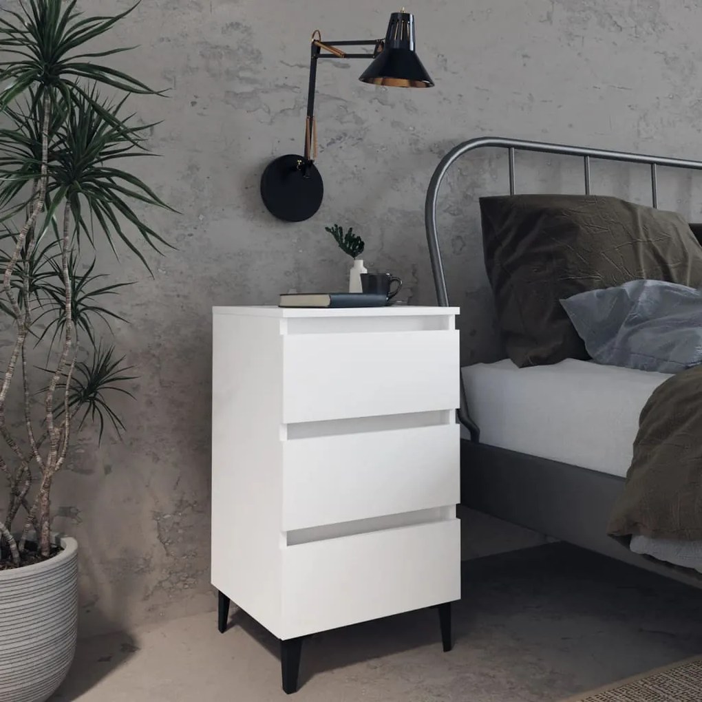 805905 vidaXL Mesa de cabeceira c/ pernas em metal 40x35x69 cm branco