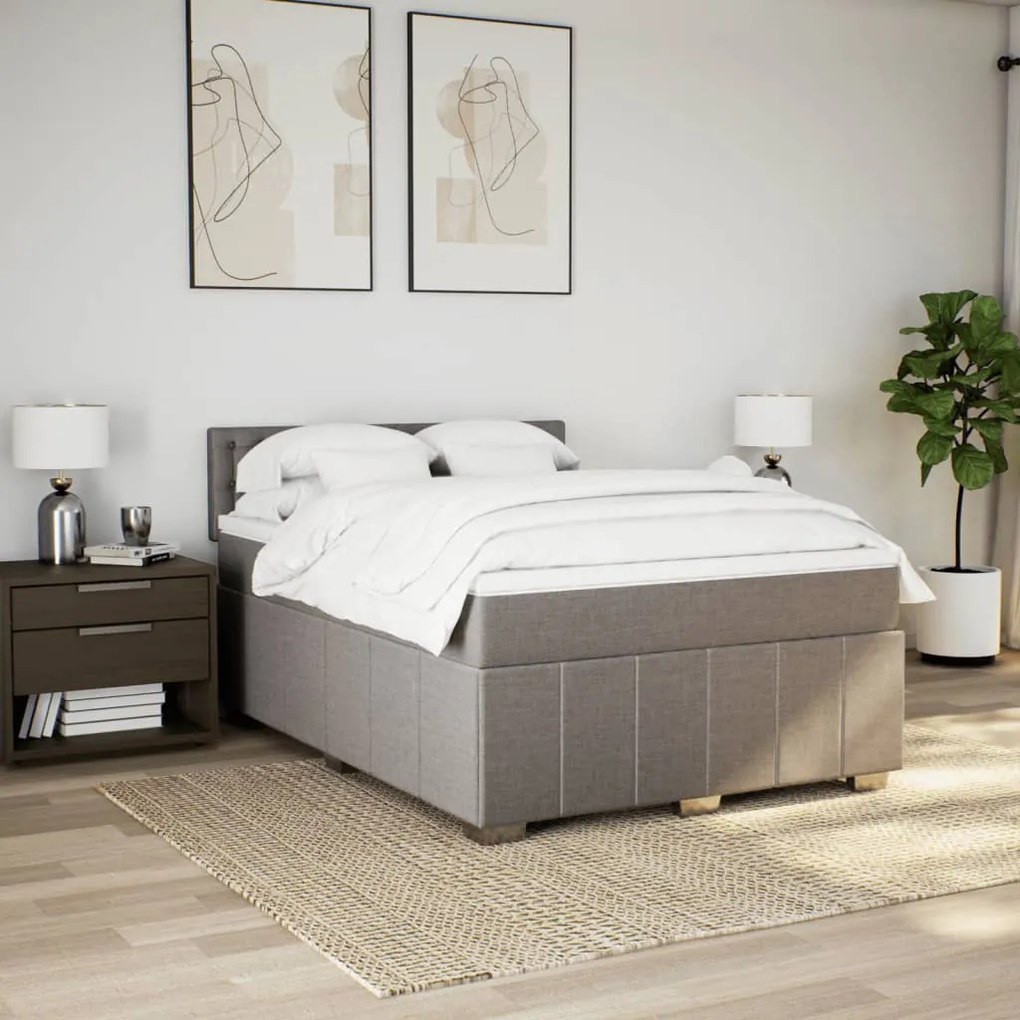 Cama com molas/colchão 140x190 cm tecido castanho-acinzentado