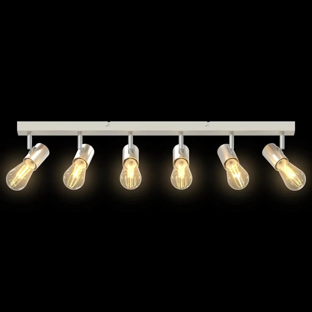 Spotlight de Teto 6 Caminhos Ajustável Níquel Escovado E27
