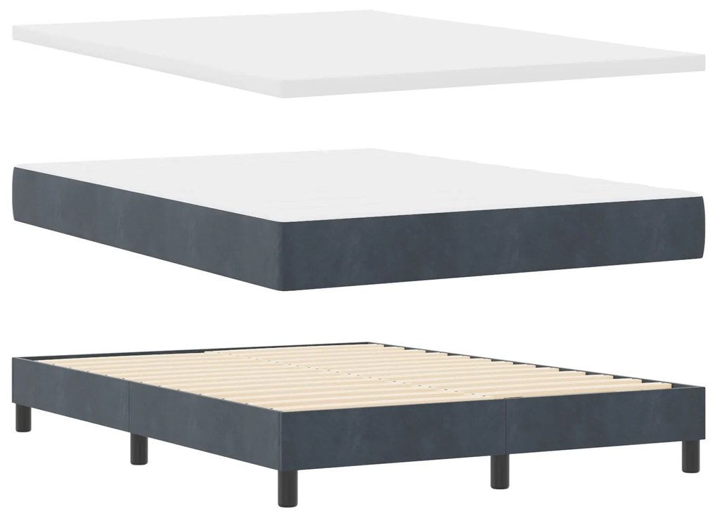 Cama Box com Colchão vidaXL Cinza Escuro 140x200 cm Veludo