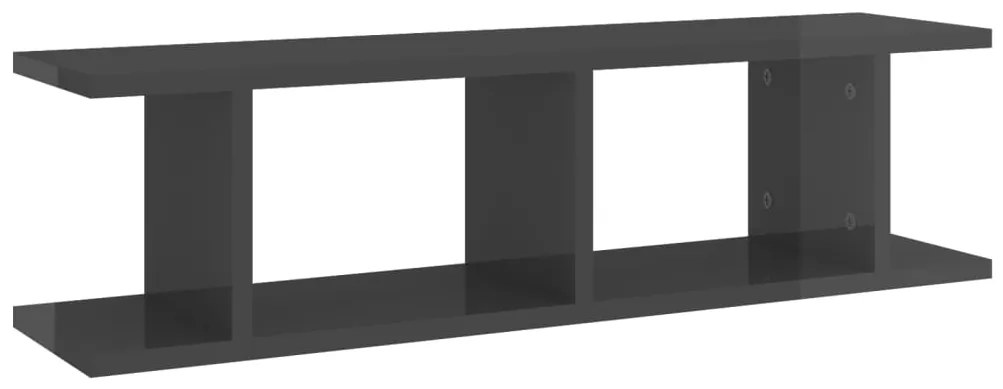 Estantes de parede 2 pcs 78x18x20 cm madeira cinza brilhante