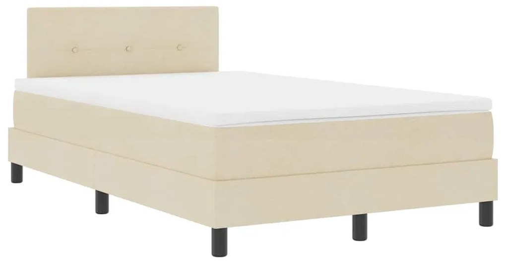 Cama Box Spring com Colchão e LED Creme 120x200 cm Tecido