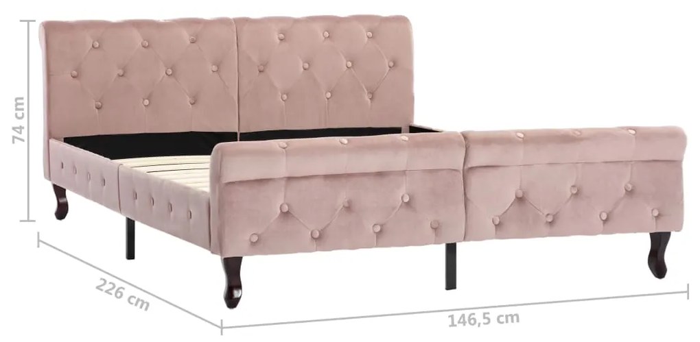 Estrutura de cama 140x200 cm veludo cor-de-rosa