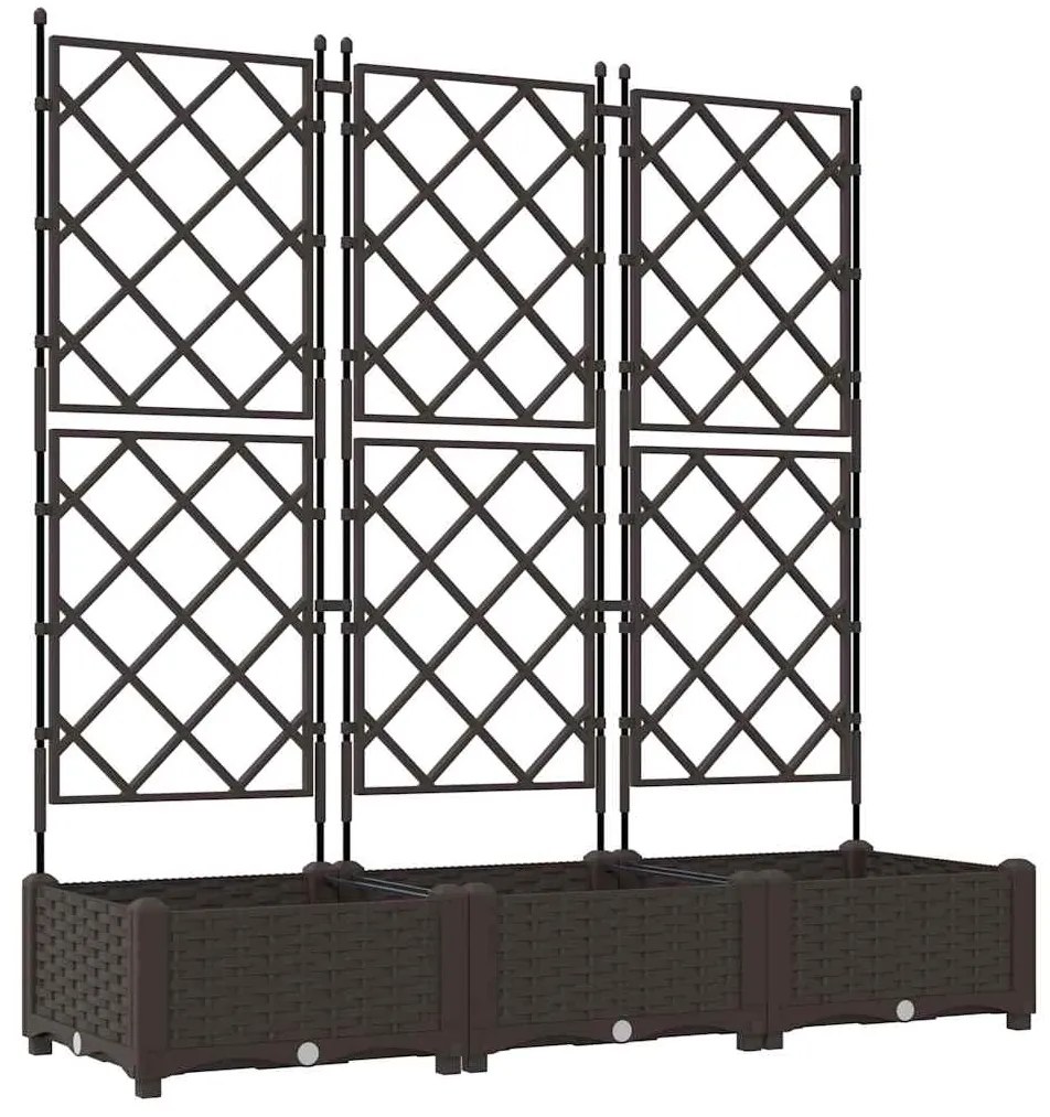 Vaso de Jardim com Treliça 3 pcs Castanho 120x40x125.5 cm