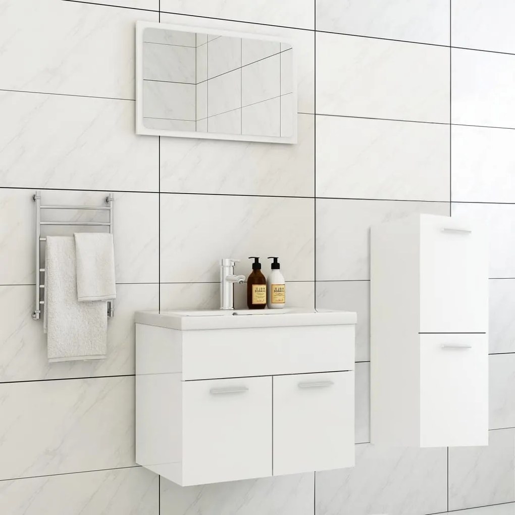 vidaXL Conj. móveis casa de banho derivados madeira branco brilhante