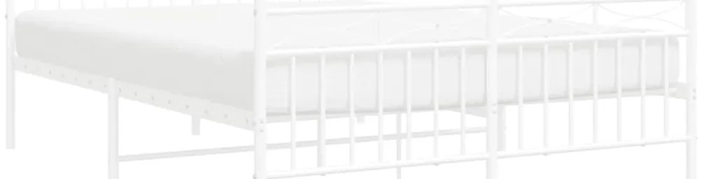 Estrutura de cama com cabeceira e pés 135x190 cm metal branco