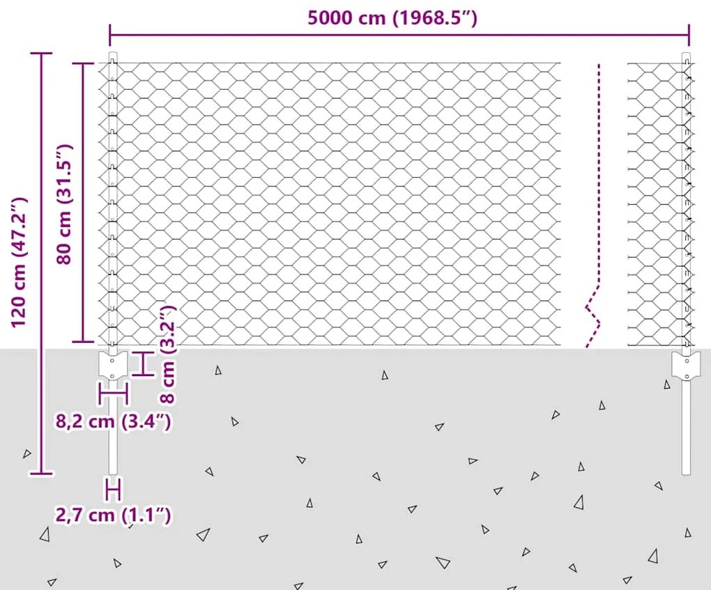 Postes de Cerca vidaXL 11 pcs U-Channel Cinza 80 cm Aço