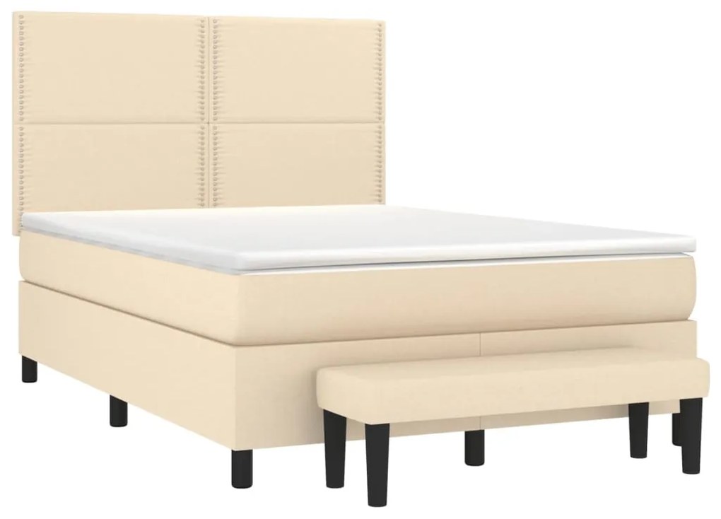 Cama com molas/colchão 140x190 cm tecido cor creme