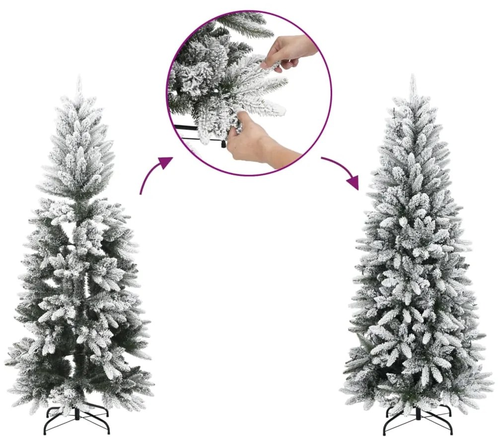 Árvore de Natal artificial com 150 luzes LED e neve 150 cm