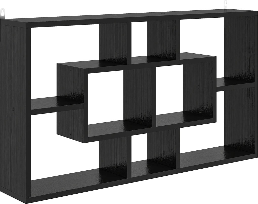 Estante de Parede Decorativa para Livros CDs com 8 Cubos 85x14,5x47,5 cm Preto