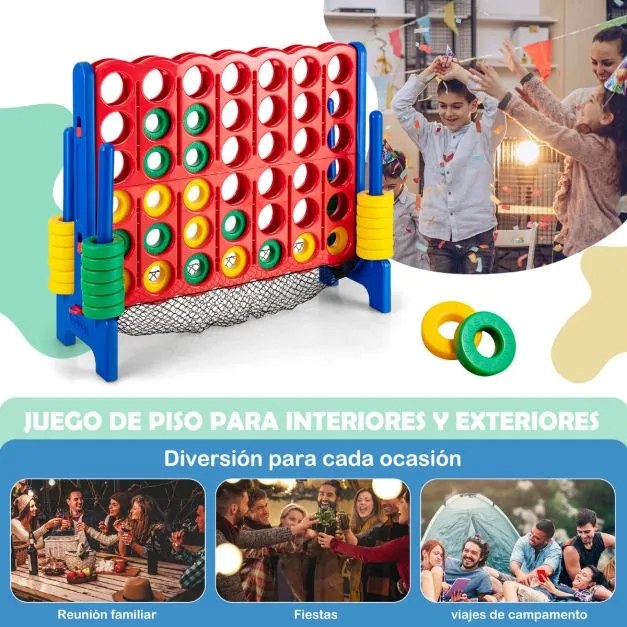 Conjunto Conecta 4 Gigante 119 cm para crianças e adultos com saco de transporte Jogo familiar interior exterior Azul