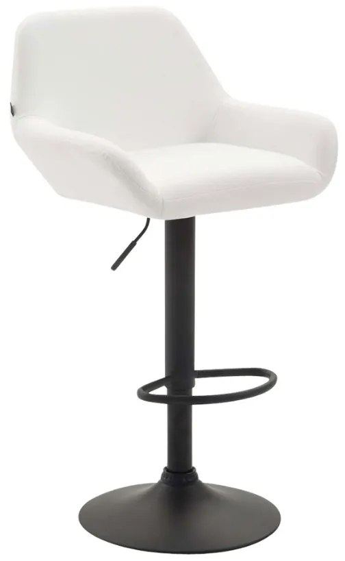 Banco de bar Braga em couro sintético e com estrutura preta 51 x 89-109 x 52 cm Branco