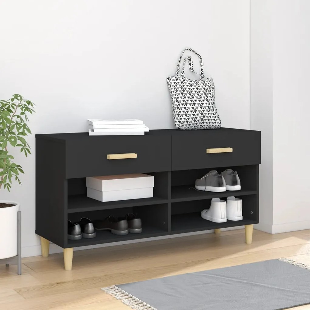 812817 vidaXL Sapateira 102x35x55 cm derivados de madeira preto