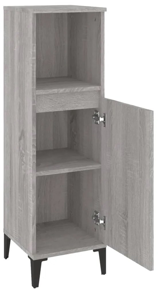 Armário WC 30x30x100 cm derivados de madeira sonoma cinzento