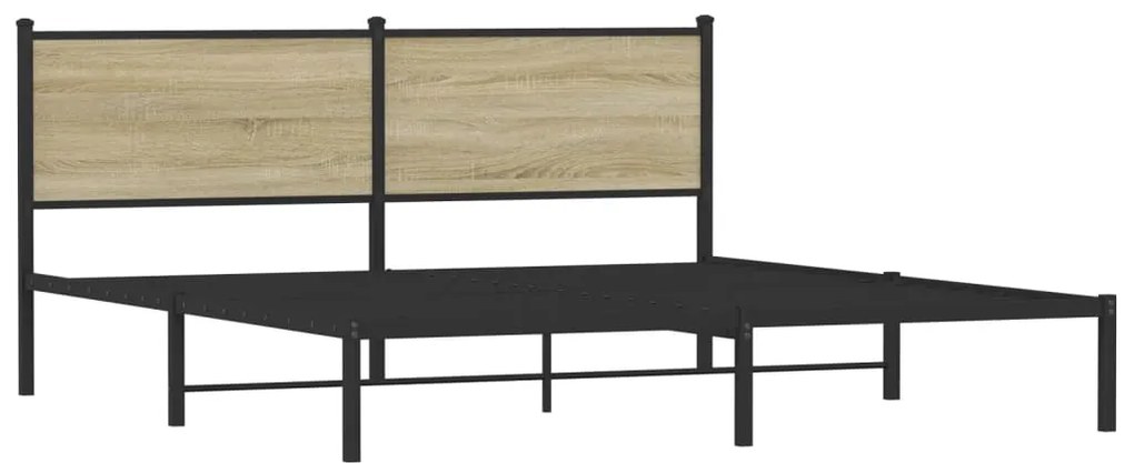 Estrutura de cama sem colchão 180x200cm metal carvalho sonoma