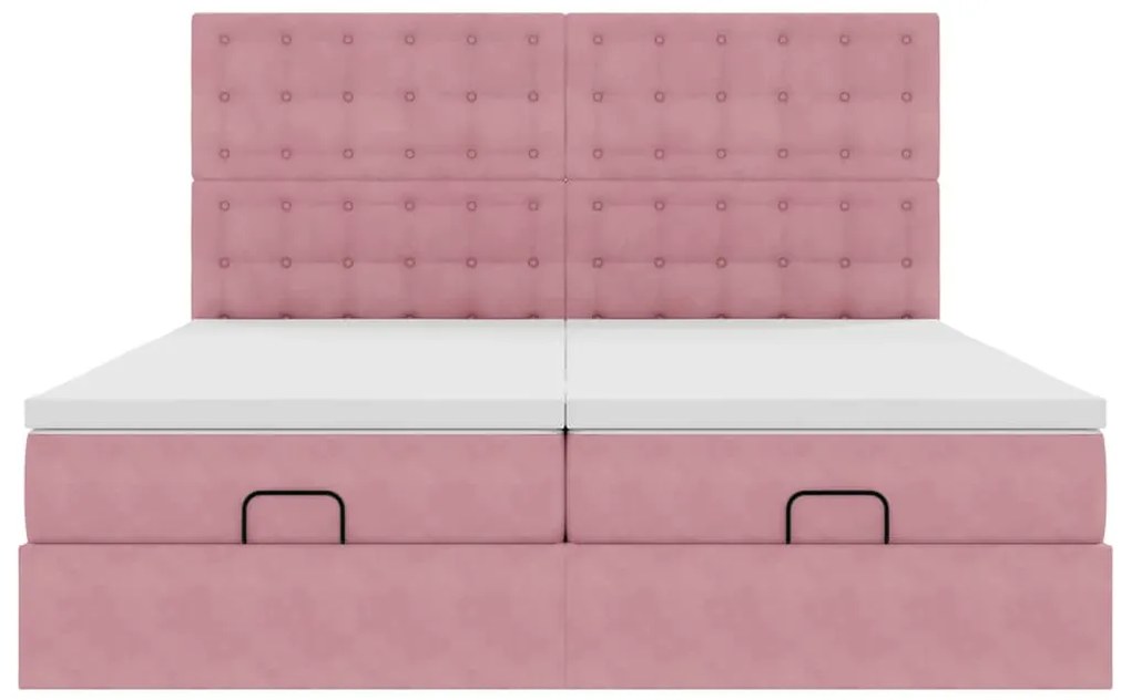 Estrutura de cama otomana com colchões 180x200 cm veludo rosa