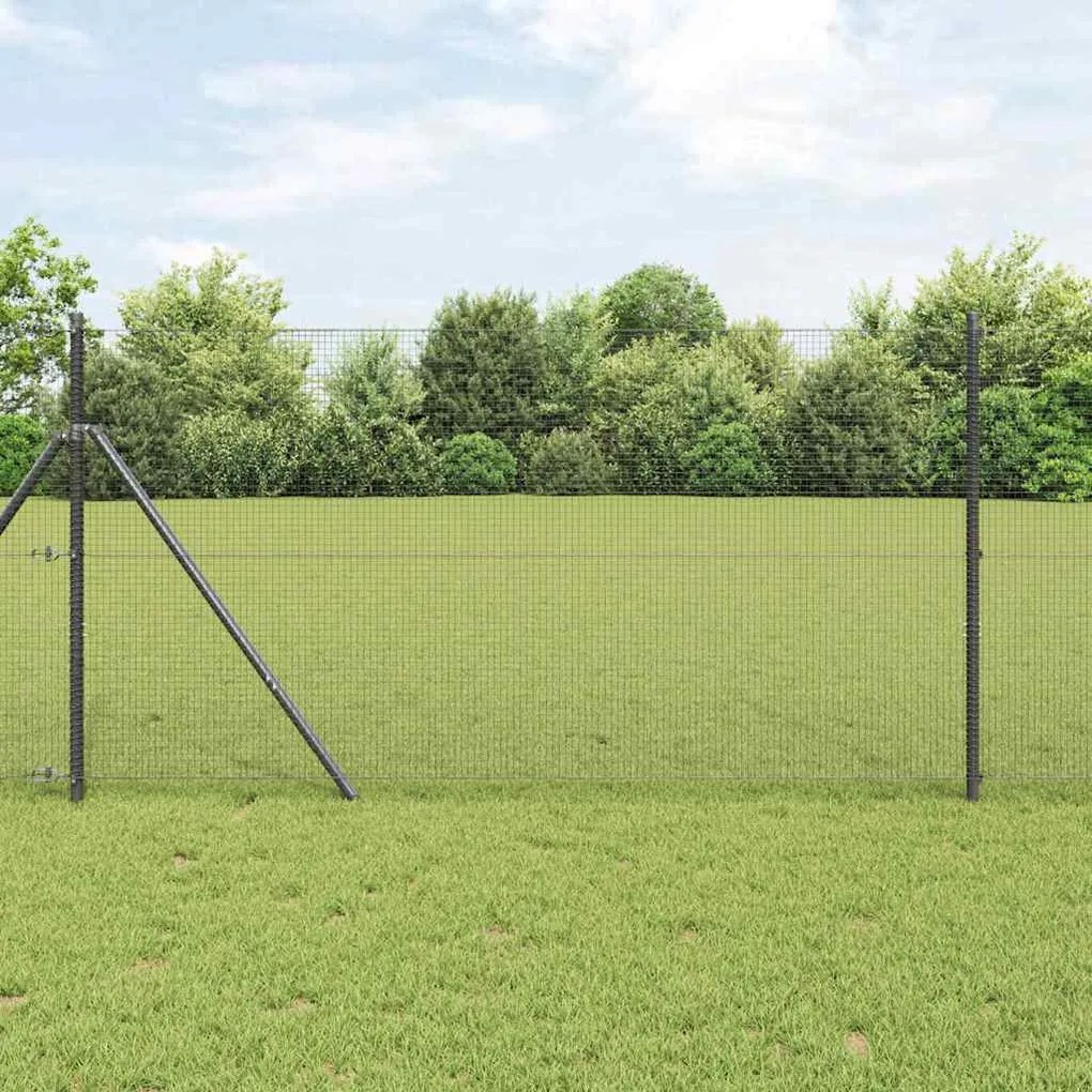 Cerca de Fio Soldada com 13 Postes Cinzento 1,4x25 m Aço