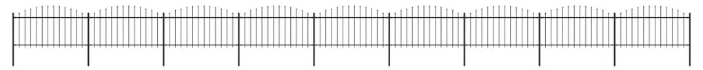 Cerca de jardim com topo em lanças (1,25-1,5)x15,3 m aço preto