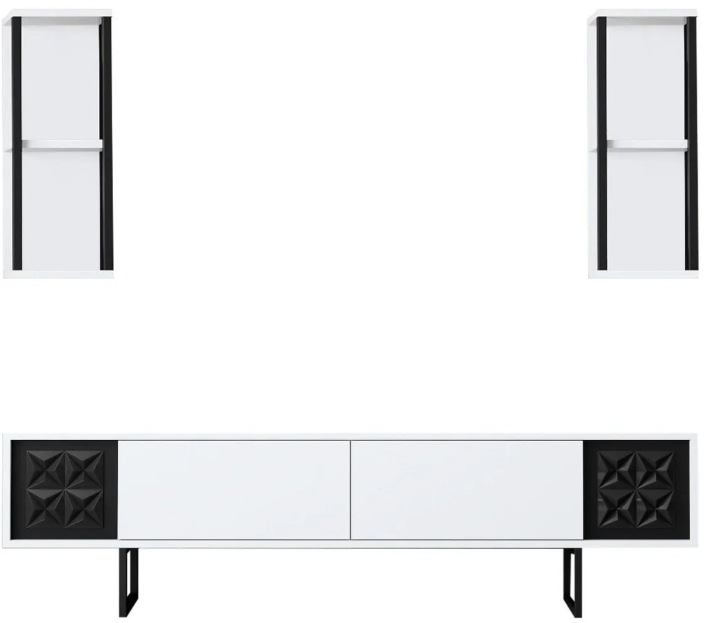 Conjunto de Mobiliário de Sala – Black Line Set – Branco e Preto
