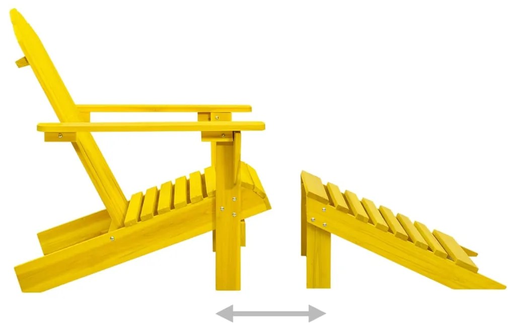 Cadeira Adirondack para jardim com otomano abeto maciço amarelo