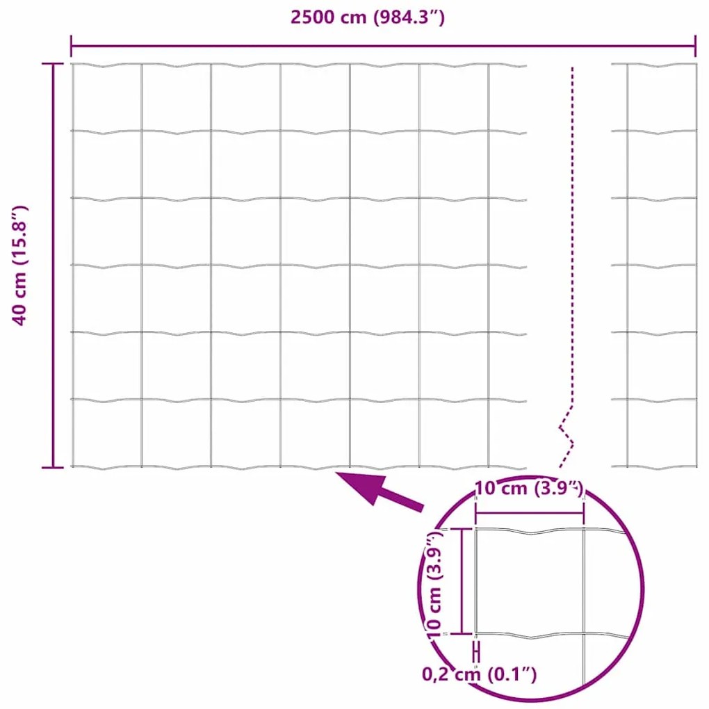 Cerca Euro Cinza 0.6x25 m Aço