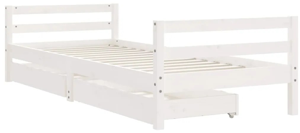 Estrutura cama infantil c/ gavetas 90x190cm pinho maciço branco