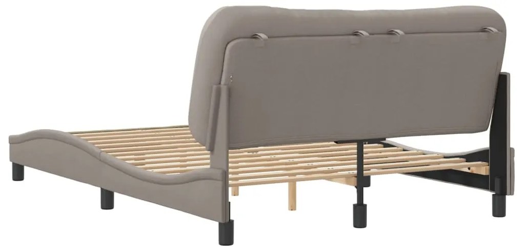 Cama sem colchão 140x200 cm tecido castanho-acinzentado