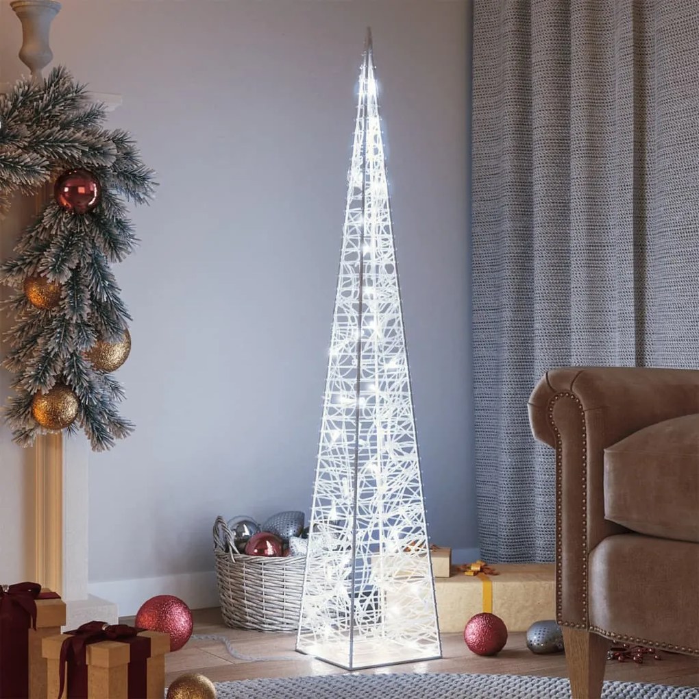 328964 vidaXL Cone de iluminação decorat. c/ LEDs acrílico 120 cm branco frio