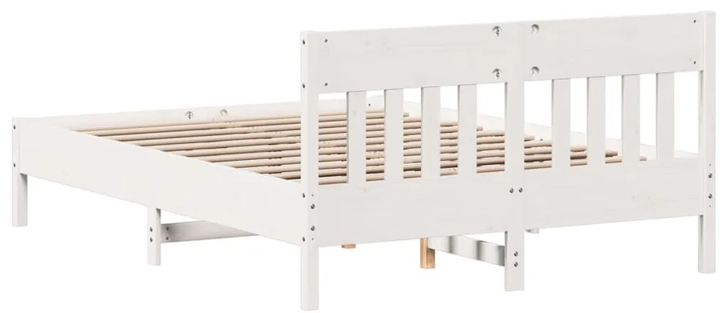 Cama sem colchão 140x190 cm madeira de pinho maciça branco