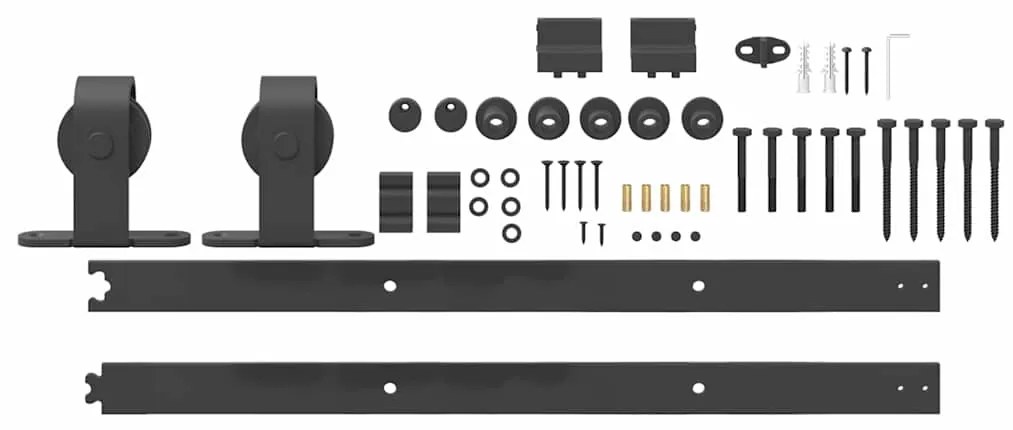 Kit de ferragens para porta deslizante 152,5 cm aço preto