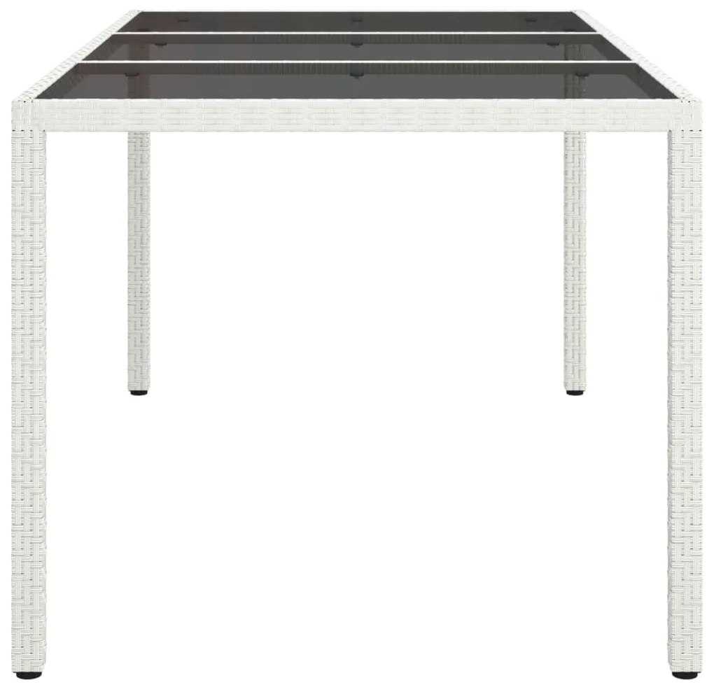 Mesa de jardim 150x90x75 cm vidro temperado e vime PE branco