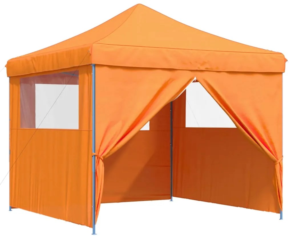 Tenda para festas pop-up dobrável c/ 4 paredes laterais laranja