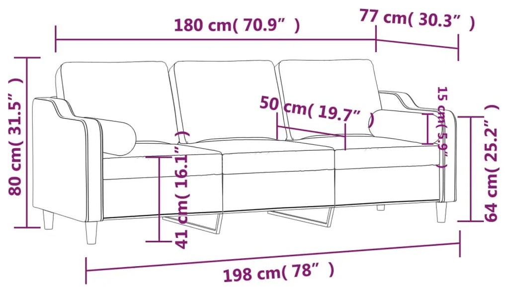 Sofá 3 lugares + almofadas decoração 180cm tecido amarelo-claro