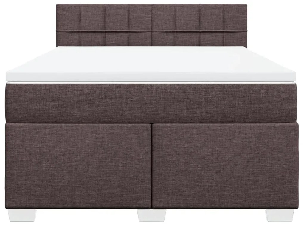 Cama com molas/colchão 140x200 cm tecido castanho-escuro