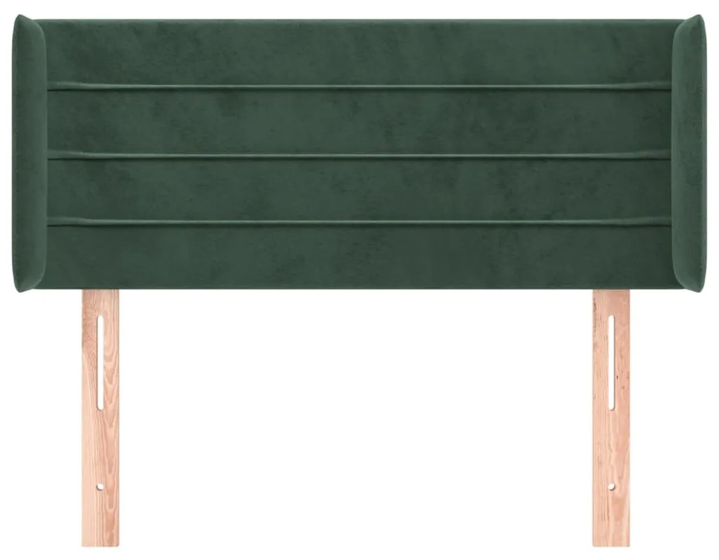 Cabeceira de cama c/ abas veludo 103x16x78/88cm verde-escuro