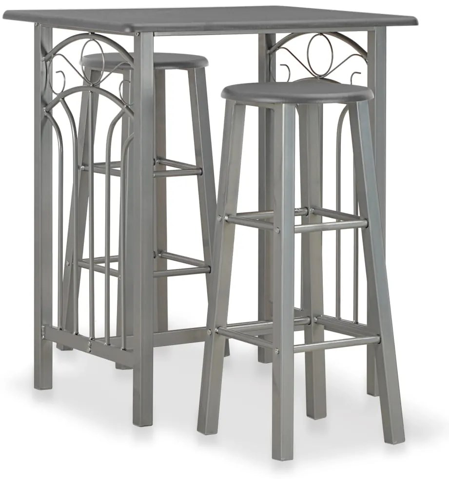 3 pcs conjunto de bar em madeira e aço antracite