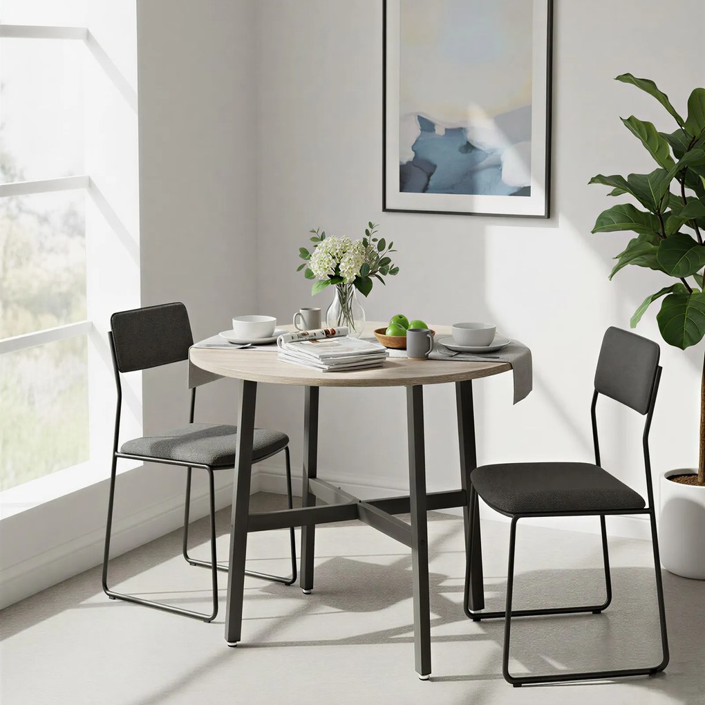 Mesa de jantar redonda pequena 80 cm de diâmetro (CADEIRAS NÃO INCLUIDAS) cinza mesclado com preto