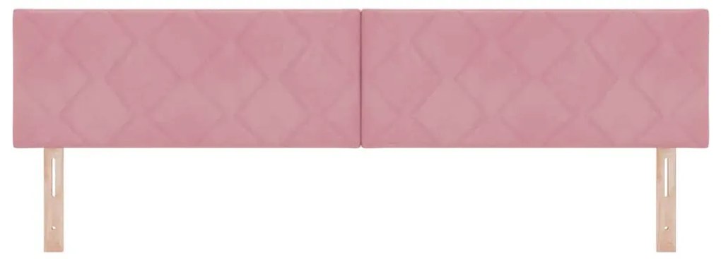 Cabeceira de Cama Rosa com Blocos de Diamante 200 cm em Veludo
