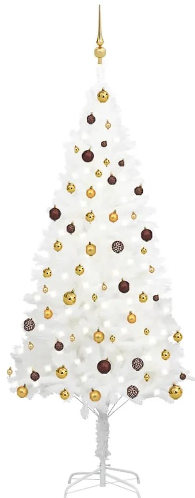 vidaXL Árvore Natal artificial pré-iluminada c/ bolas 210 cm branco
