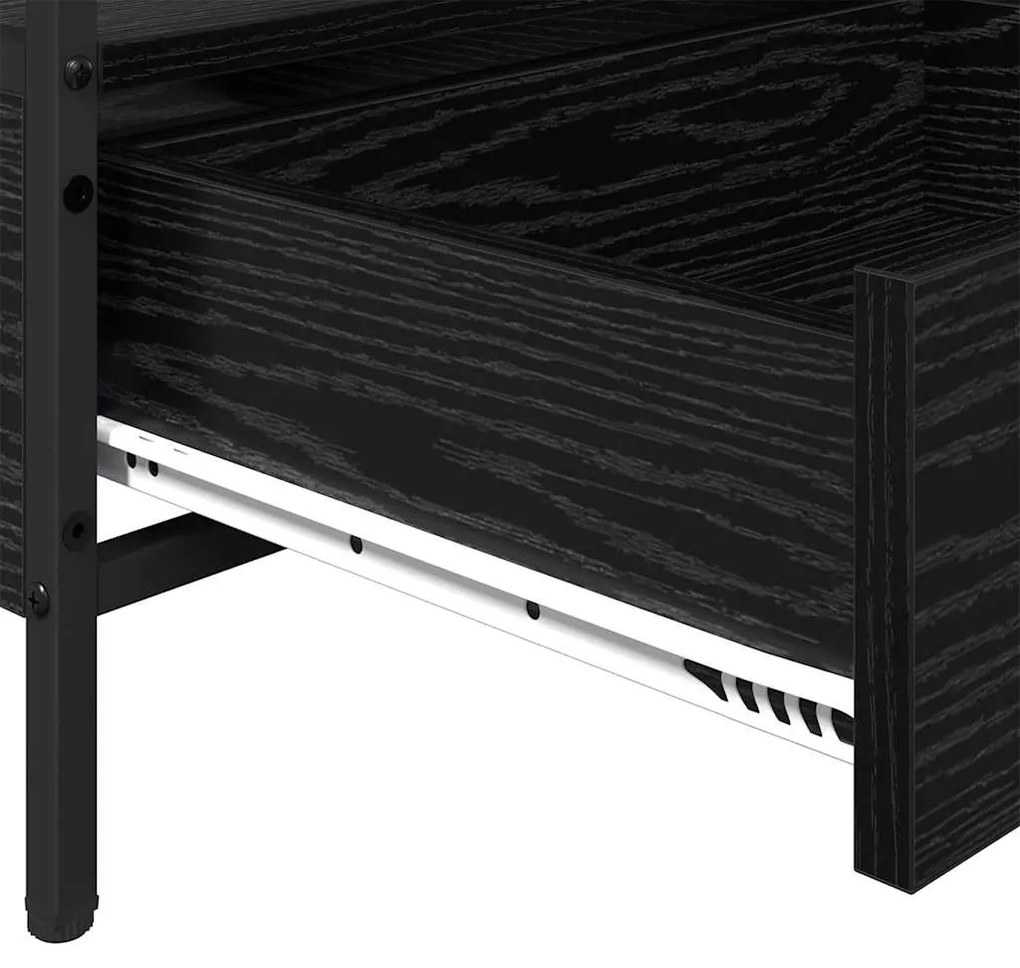 Mesa de centro com gaveta com prateleira Carvalho preto 100 x 51 x 45