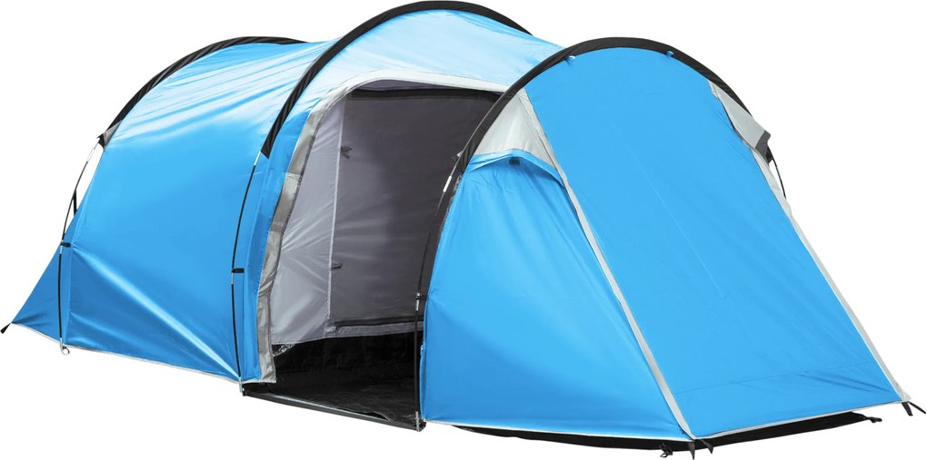 Outsunny Tenda de camping, tenda pop-up para 2-3 pessoas, vestíbulo &amp; área de dormir, impermeável, 426 x 206 x 154 cm, Azul claro | Aosom Portugal